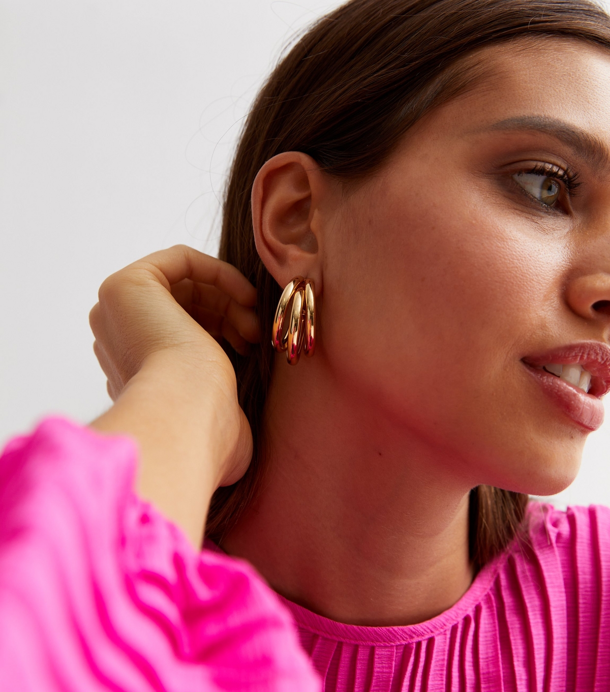 18ct Gold Plated Triple Hoop Earrings New Look