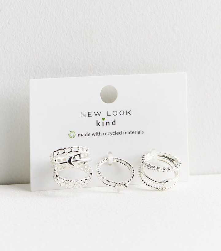 8 Pack Silver Stacking Rings | New Look