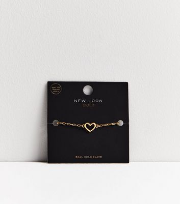 Real Gold Plate Heart Bracelet New Look
