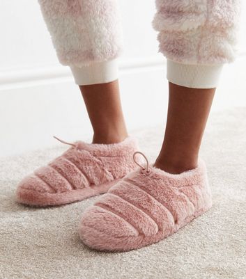 Pink Faux Fur Ballerina Slippers New Look
