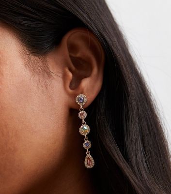 Buy Ayesha Contemporary Rose Gold-Toned Diamante Crystal & Pearl Studded  Long Drop Earrings Online