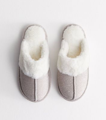 Womens grey mule sales slippers