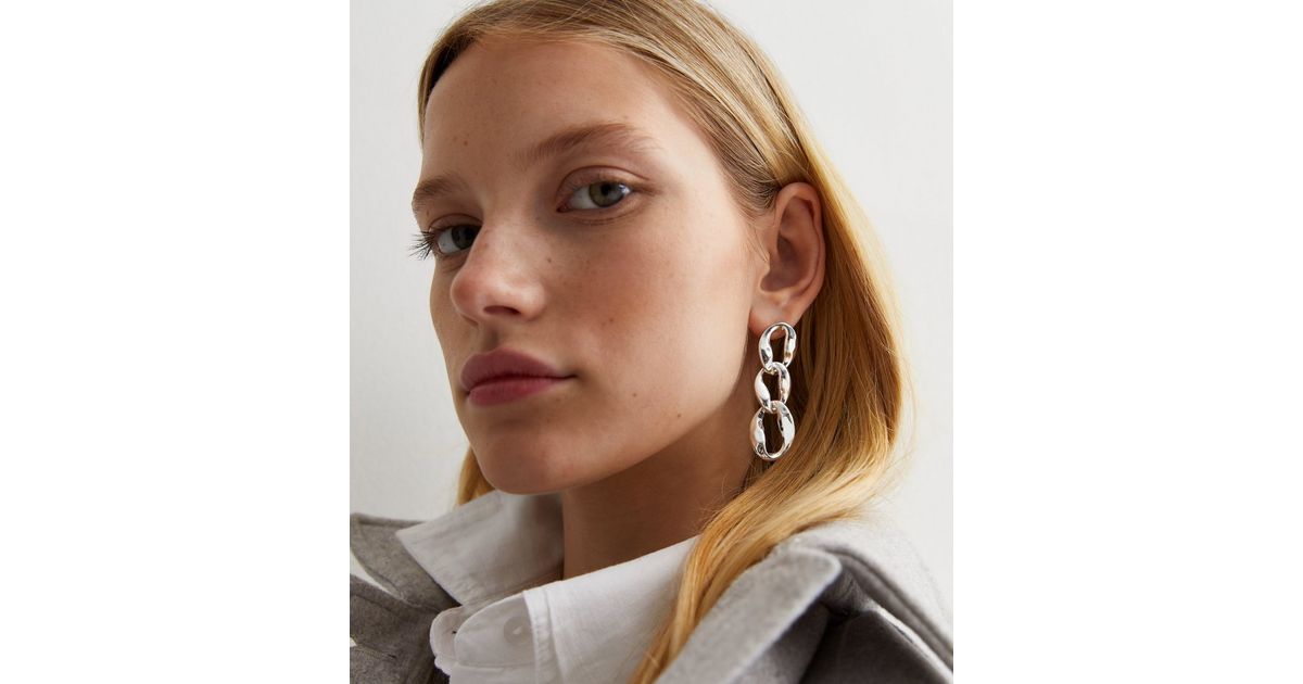 Silver Chain Drop Earrings New Look