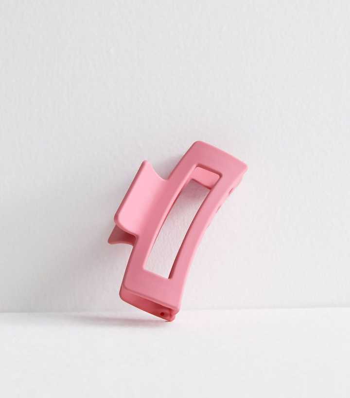 Pink Matte Rectangle Hair Claw Clip