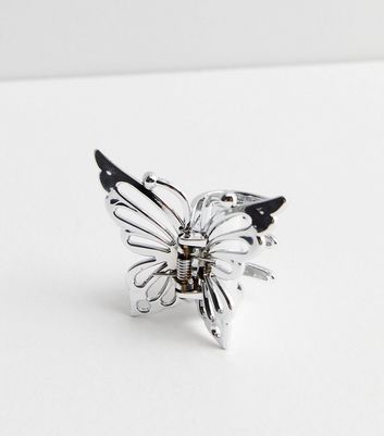 Silver Butterfly Hair Claw Clip New Look