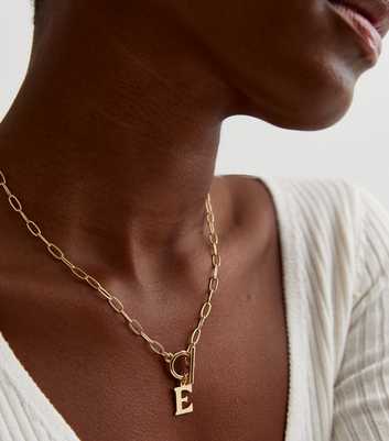18ct Gold Plated E-Initial Chain Necklace 