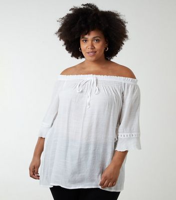 Plus size white bardot hot sale top