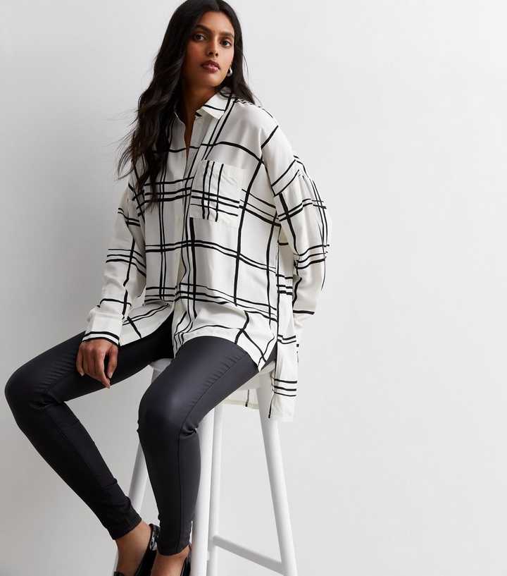 Off White Check Long Sleeve Shirt New Look