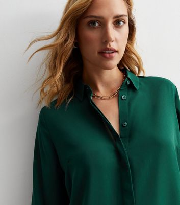 Dark green long sale sleeve shirt womens