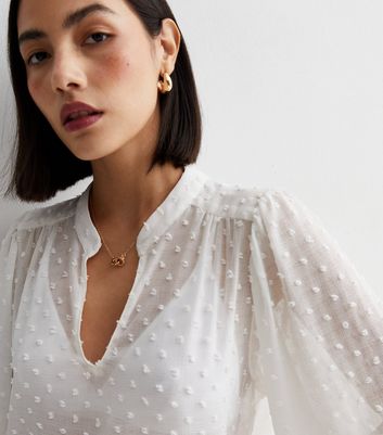 White cheap spot blouse