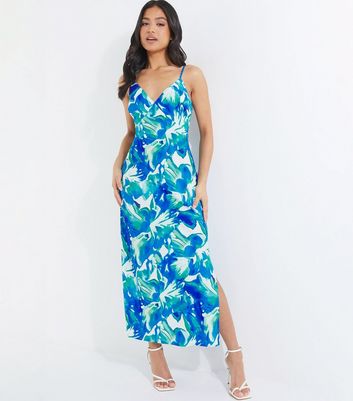 QUIZ Multicolour Tropical Strappy Split Hem Midaxi Dress New Look