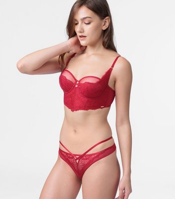 Dorina Red Lace Bustier Bra New Look