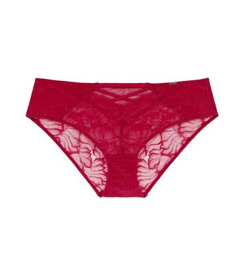 Dorina Red Floral Lace Hipster Briefs New Look