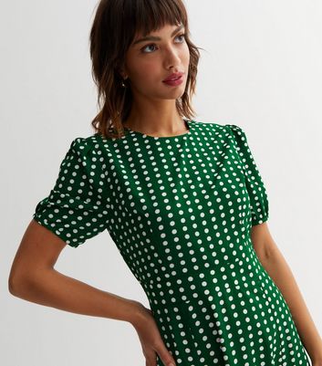 Cutie London Green Spot Split Hem Midi Dress New Look