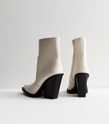 Public desire empire off white hot sale patent block heeled ankle boots