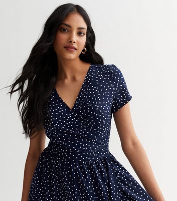 Navy spot sales midi dress