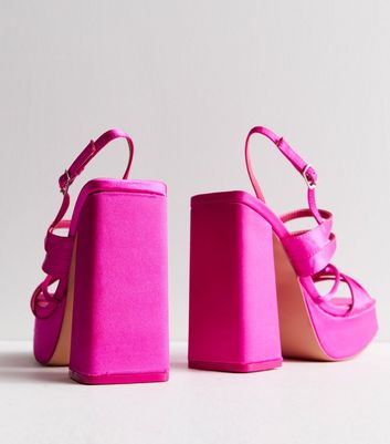 Public Desire Pink Double Platform Block Heel Sandals