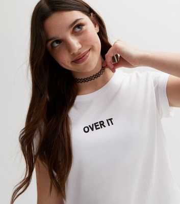 Girls White Over It Logo T-Shirt