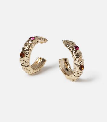 Gem hoop clearance earrings