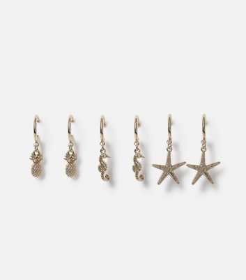 Freedom 3 Pack Gold Mixed Drop Earrings
