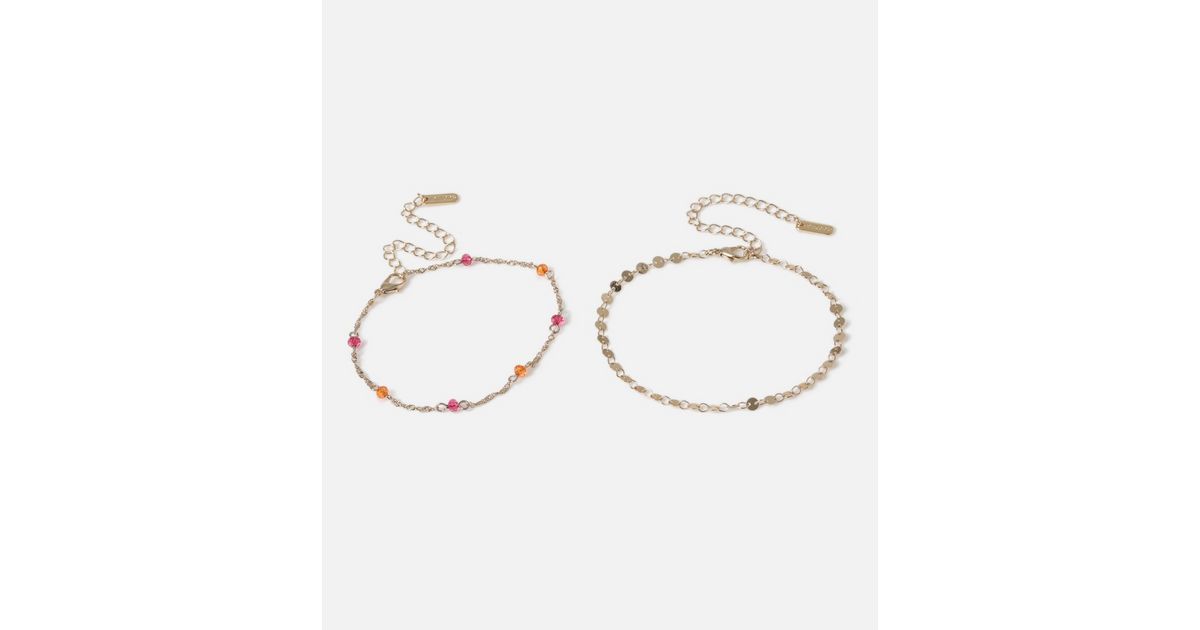 Freedom 2 Pack Gold Beaded Bracelets New Look