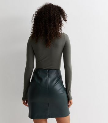 Black Faux Leather Extreme Cut Out Tailored Midi Skirt - ShopperBoard