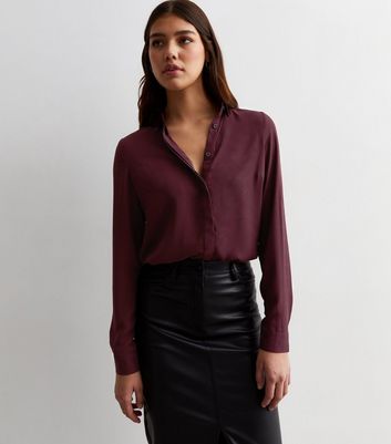 Burgundy long 2024 sleeve shirt womens