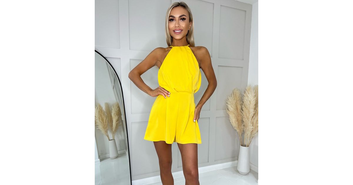Acacia Halter Playsuit Yellow Floral