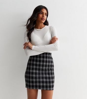 80s Black & Red Check Wool Mini Skirt | Anita is | Vintage Clothing
