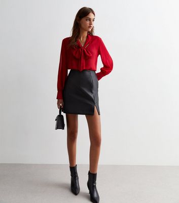 Black top red mini skirt hotsell