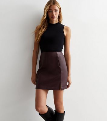 Burgundy skirt shop new look