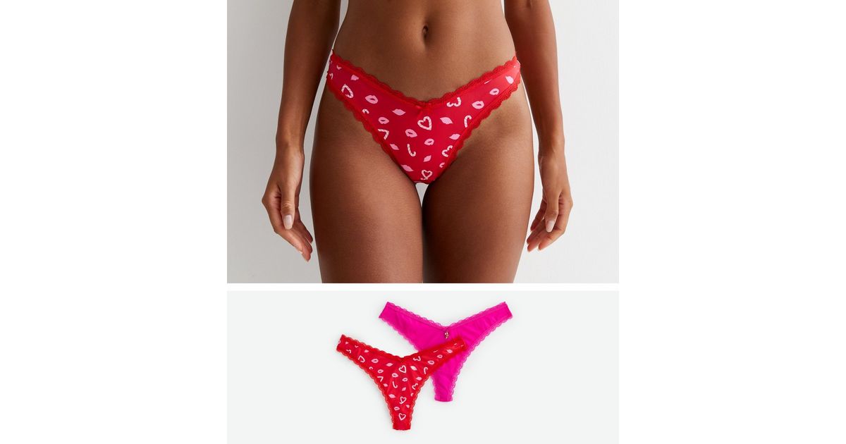 2 Pack Pink and Red Candy Cane V Front Thongs