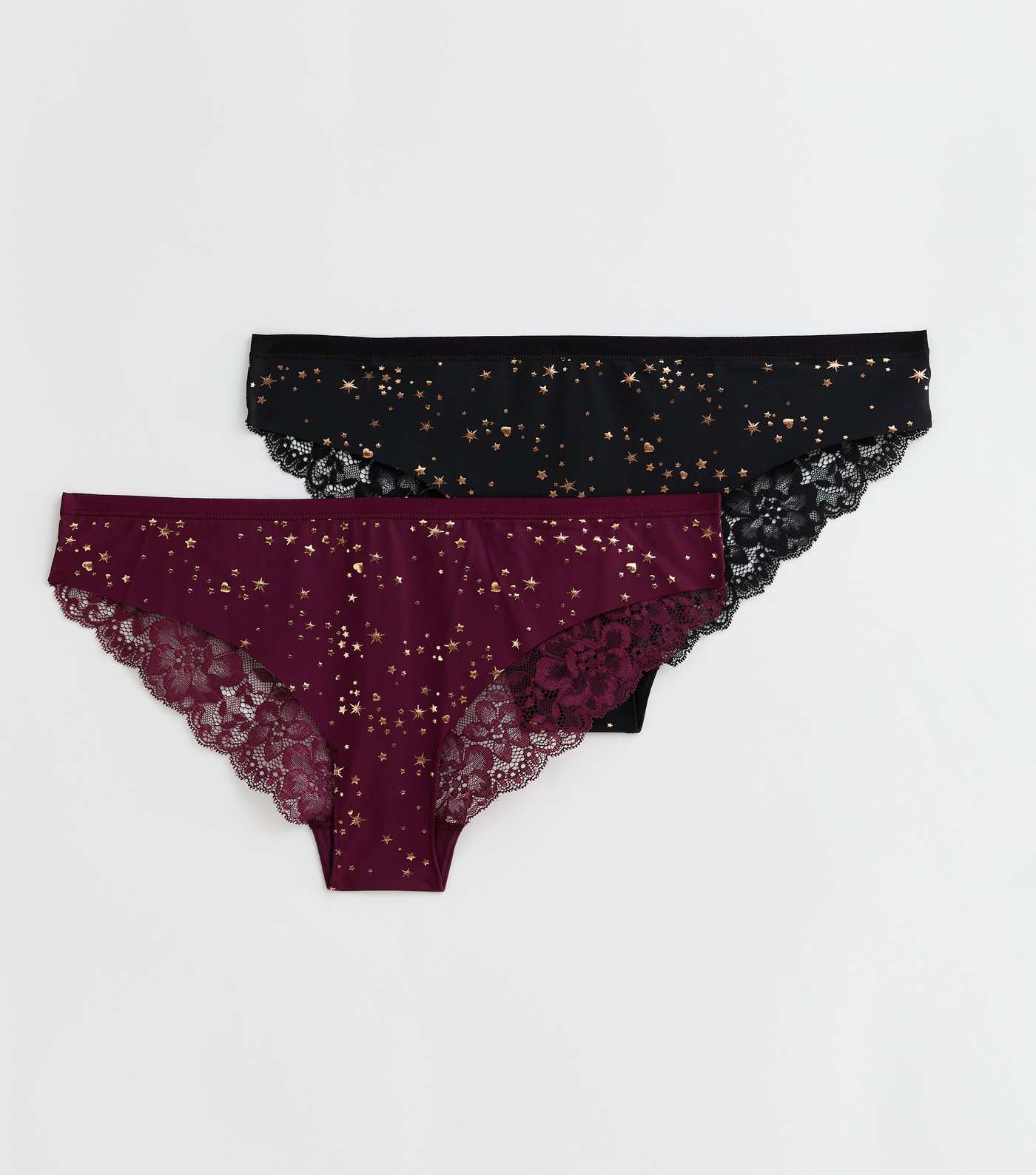 2 Pack Black and Burgundy Star Seamless Briefs Image 5
