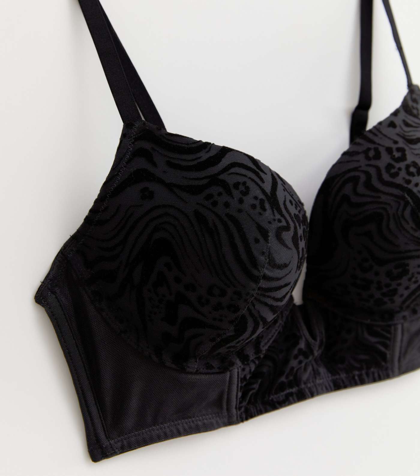ASOS DESIGN Essie mesh & microfibre longline bra in black - ShopStyle