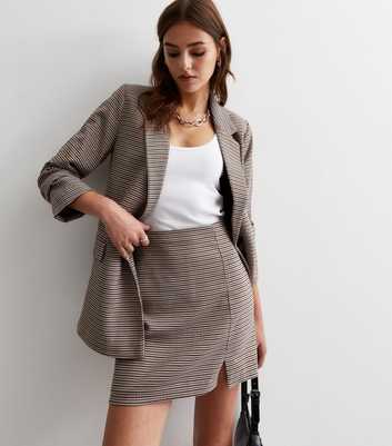 Brown Heritage Check Split Hem Mini Skirt