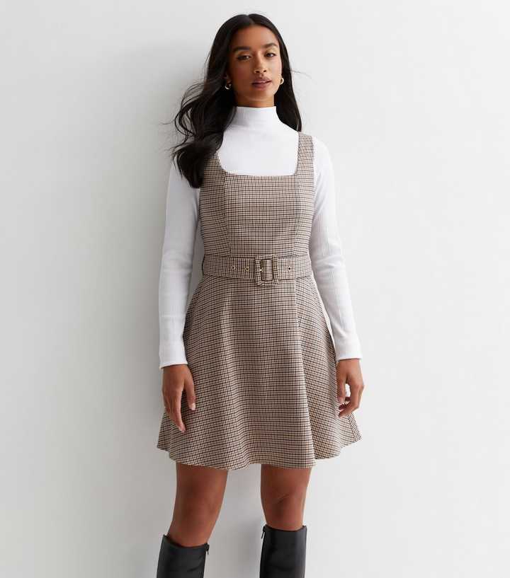 brown check pinafore dress Yours Women's Plus Size Chocolate Brown Check Pinafore Dress Size 14