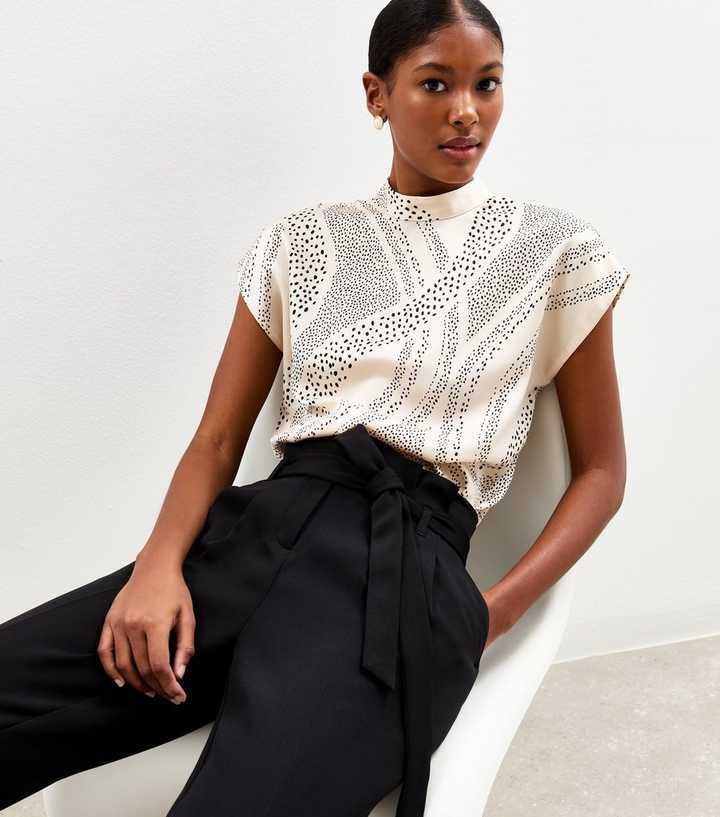 Black High Waist Paperbag Trousers