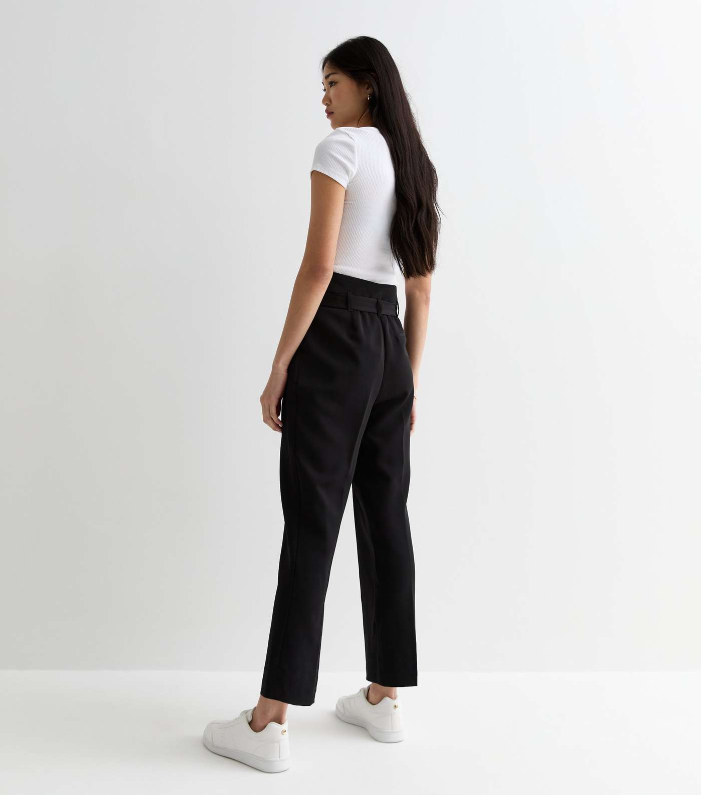 Black High Waist Paperbag Trousers Image 4