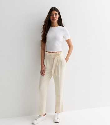 White High Waist Paperbag Trousers