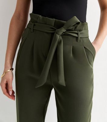 Khaki green hot sale paperbag trousers