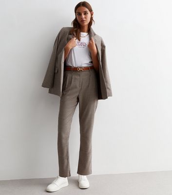 Brown Check High Waist Tapered Trousers | New Look