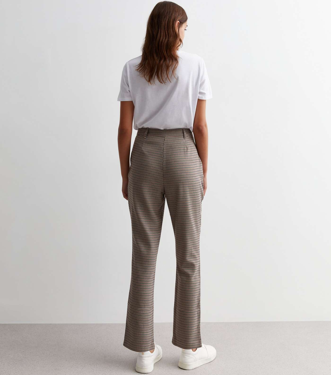 Brown Dogtooth High Waist Tapered Trousers Image 4