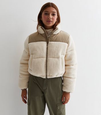 Ladies cream sales puffer jacket