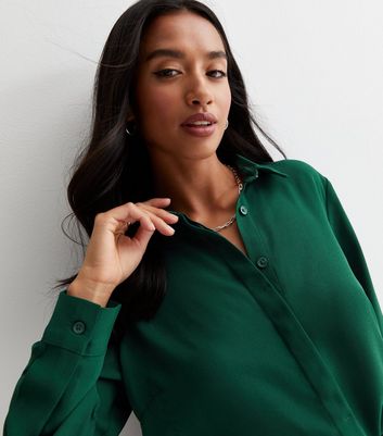 Talbots Womens Shirt Medium Long Sleeve Dark Green - Depop