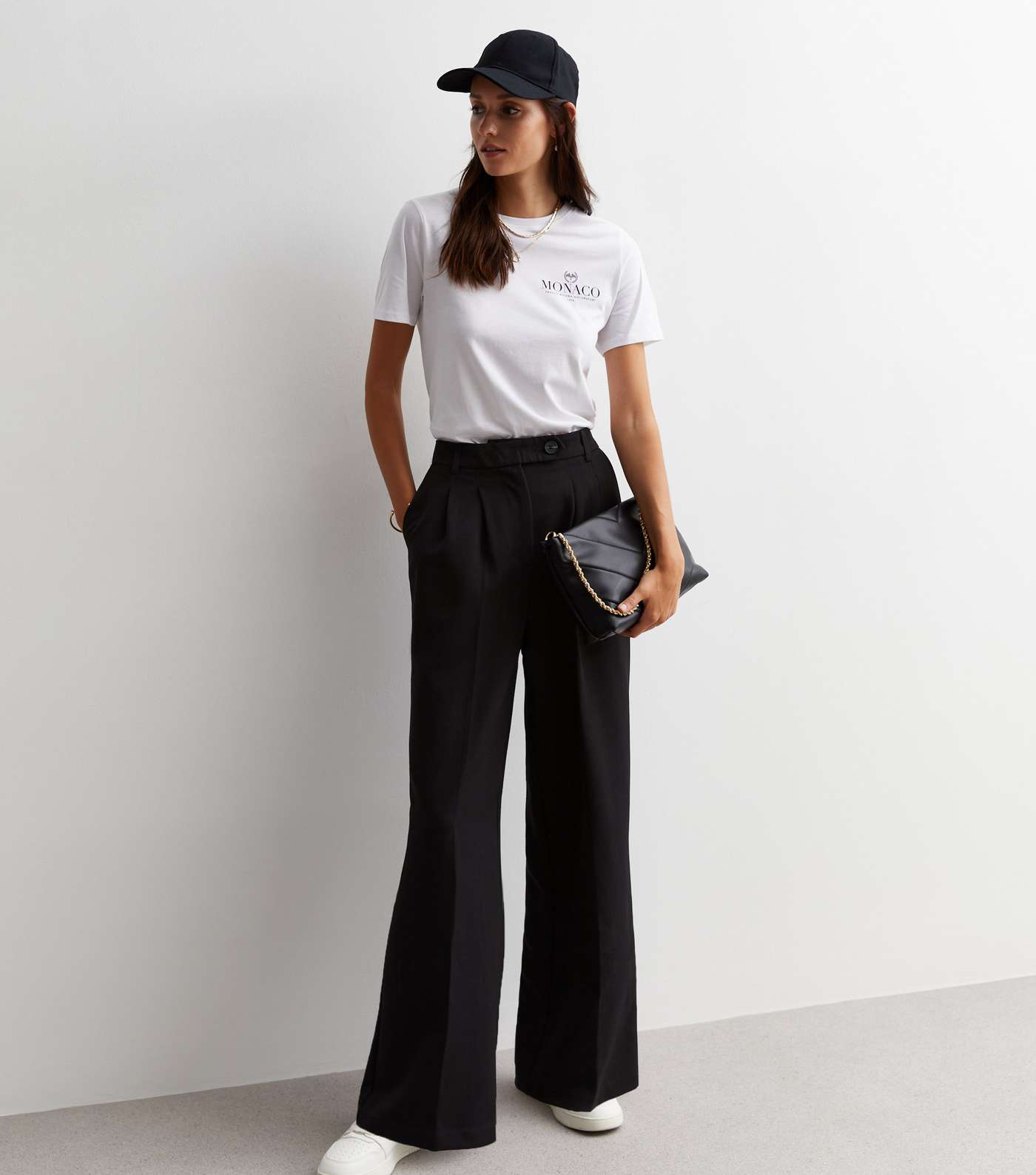 Black High Waist Tailored Wide Leg Trousers Image 5