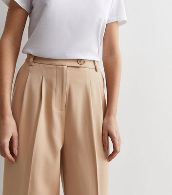 Stone Wide Leg Tailored Trousers New Look