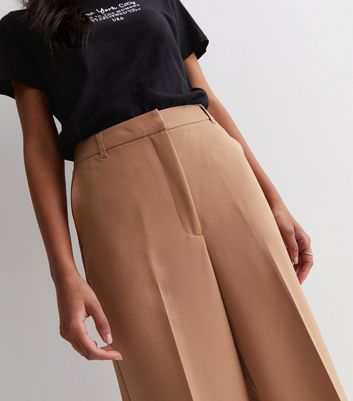 Women's Camel Jersey Crepe Pinstripe Waistcoat & Wide Leg Trousers | Boohoo  UK