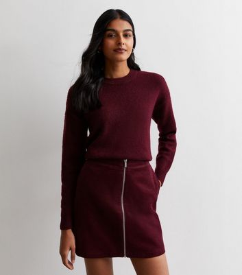 Maroon zip up skirt hotsell