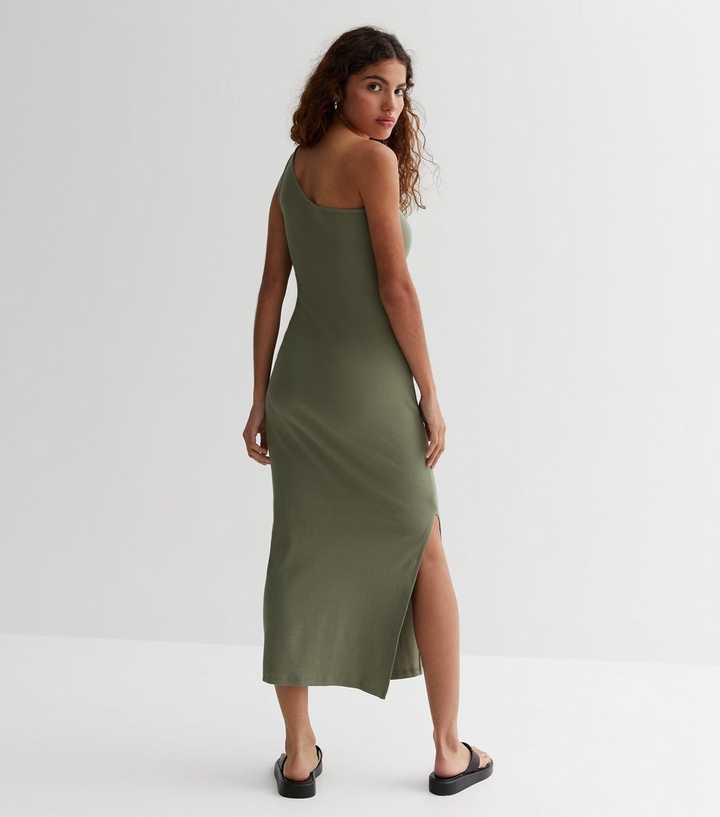 DRAPED MIDI DRESS - Mid khaki