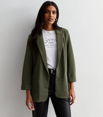 Khaki Long Sleeve Relaxed Fit Blazer New Look